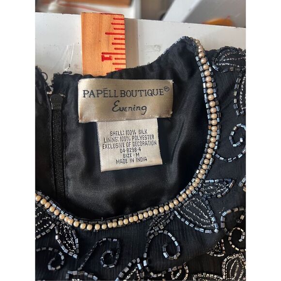 Pappell boutique 100% silk beaded Evening blouse size medium. - Picture 3 of 12